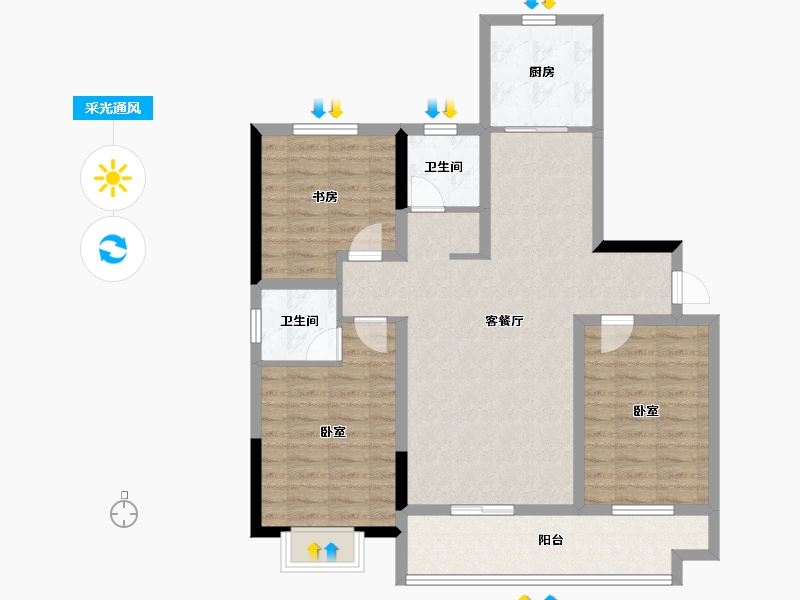 山东省-日照市-裕升华庭-96.81-户型库-采光通风