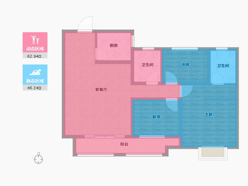 山东省-济宁市-绿郡公馆-96.95-户型库-动静分区