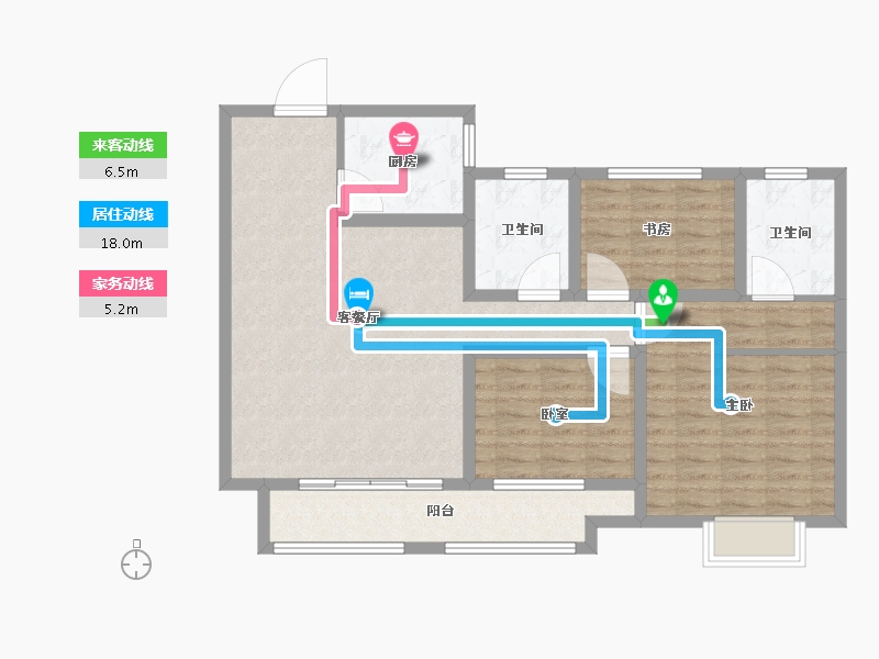 山东省-济宁市-绿郡公馆-96.95-户型库-动静线