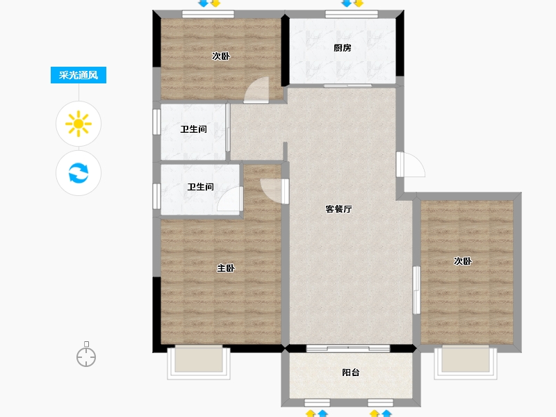 山东省-济宁市-曲阜碧桂园翡翠华府-93.92-户型库-采光通风