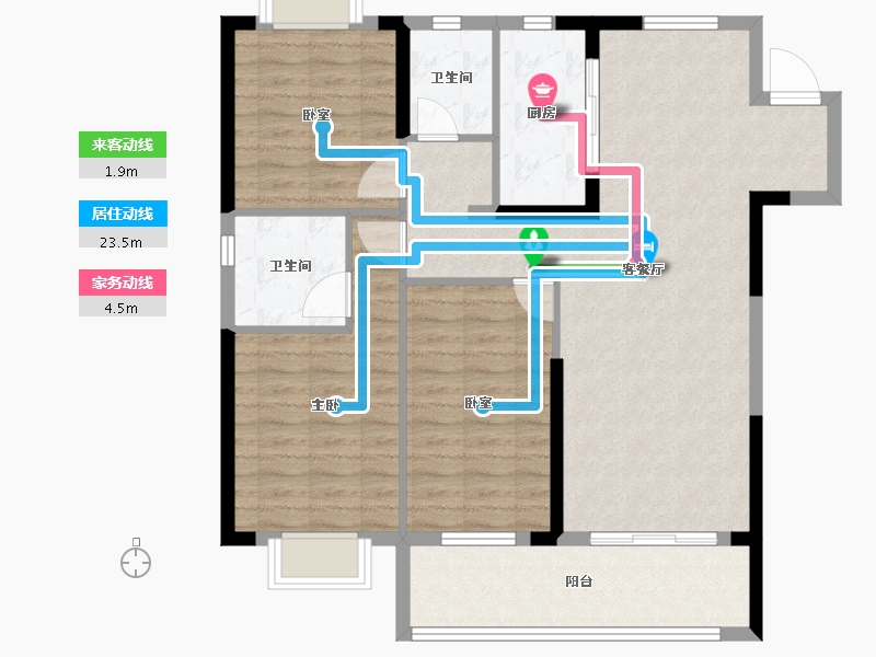 湖北省-荆州市-当代显扬府ΜΟΜΛ-100.00-户型库-动静线