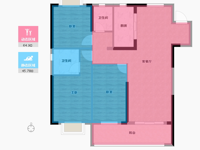 湖北省-荆州市-当代显扬府ΜΟΜΛ-100.00-户型库-动静分区