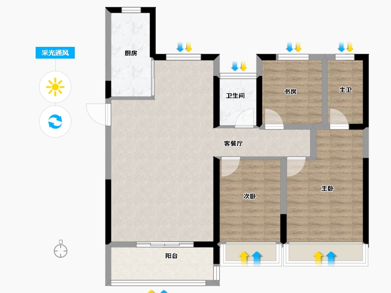 河南省-濮阳市-瑞璞澜亭叙-92.25-户型库-采光通风