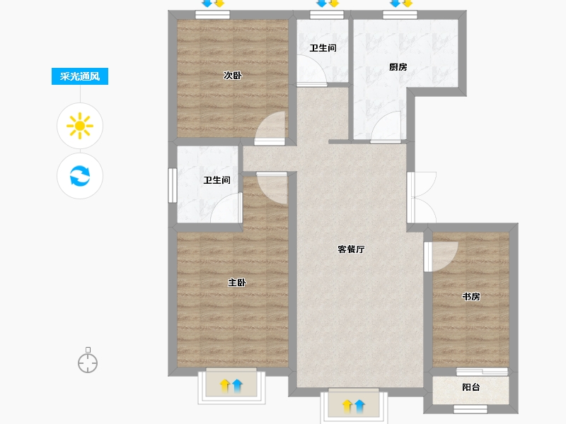 河北省-秦皇岛市-唐韵雲起墅-82.96-户型库-采光通风