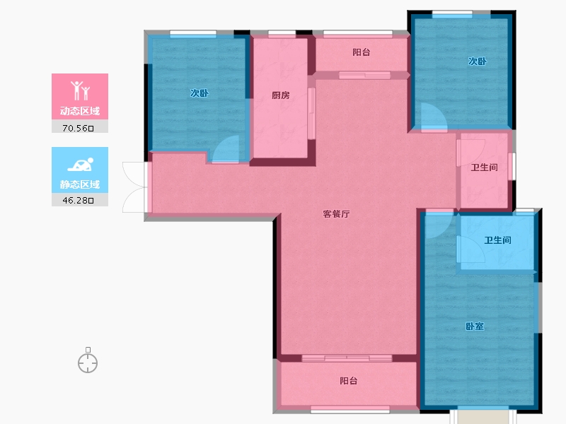 陕西省-渭南市-添康富士城-104.82-户型库-动静分区