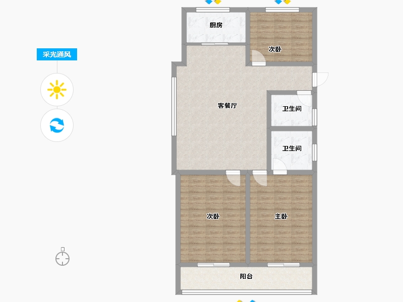 山东省-菏泽市-鑫源麗水城-107.34-户型库-采光通风