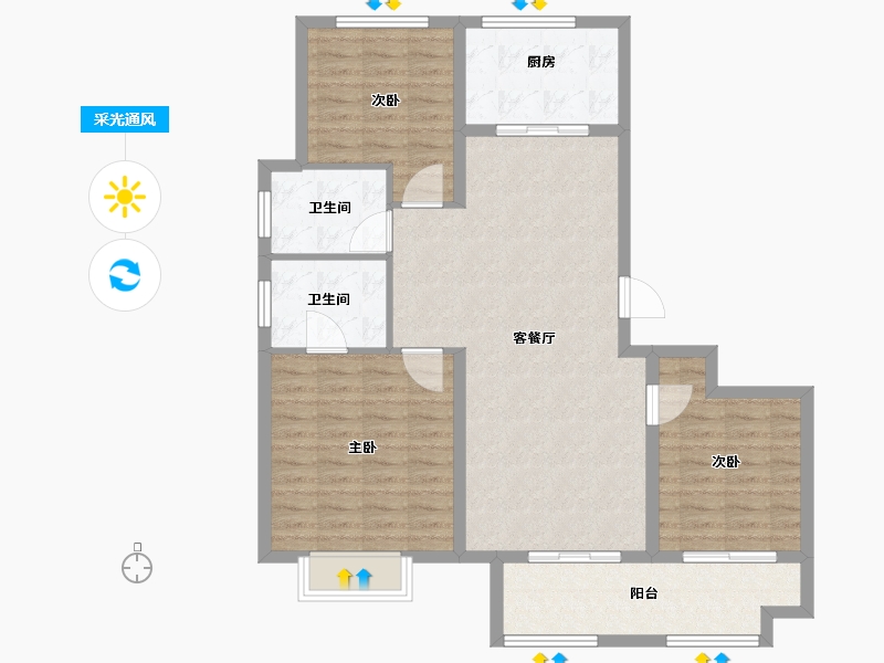 山东省-潍坊市-鲁商首府-102.94-户型库-采光通风