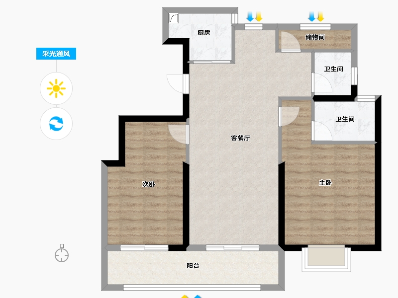 山东省-菏泽市-富邦历山湾​-85.60-户型库-采光通风