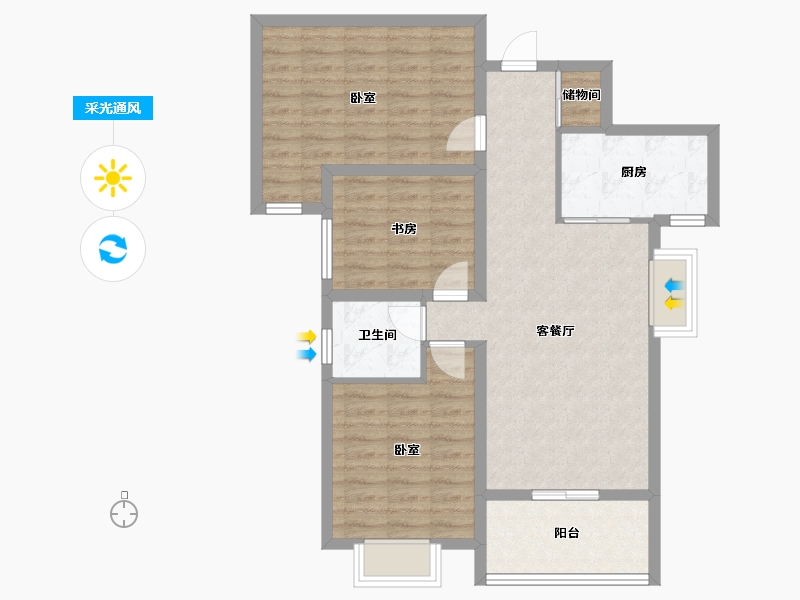 湖南省-怀化市-辰华未来城-82.65-户型库-采光通风