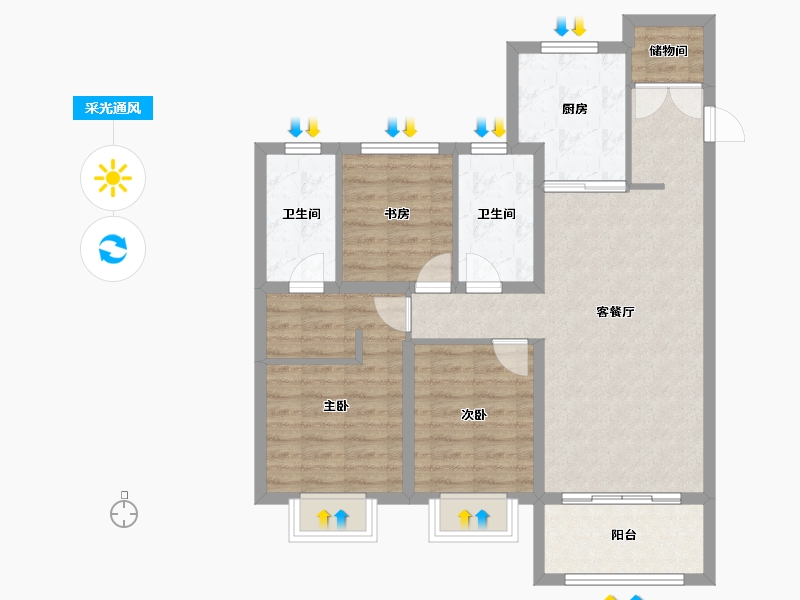 黑龙江省-哈尔滨市-华润置地萬象府-85.33-户型库-采光通风