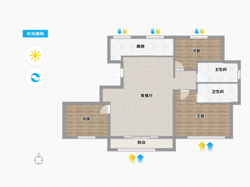 山东省-烟台市-塔埠栋盛苑-100.24-户型库-采光通风