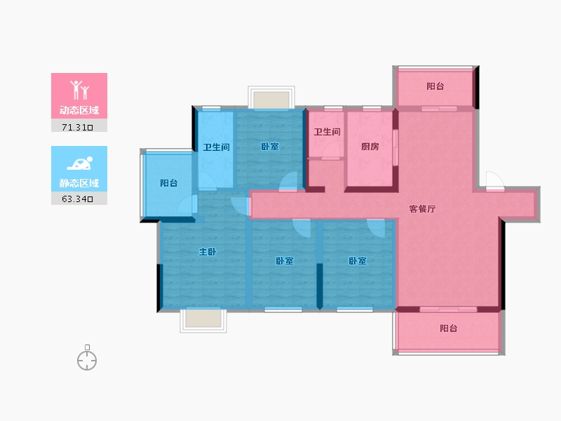 湖南省-怀化市-芷江中伟公馆-119.75-户型库-动静分区