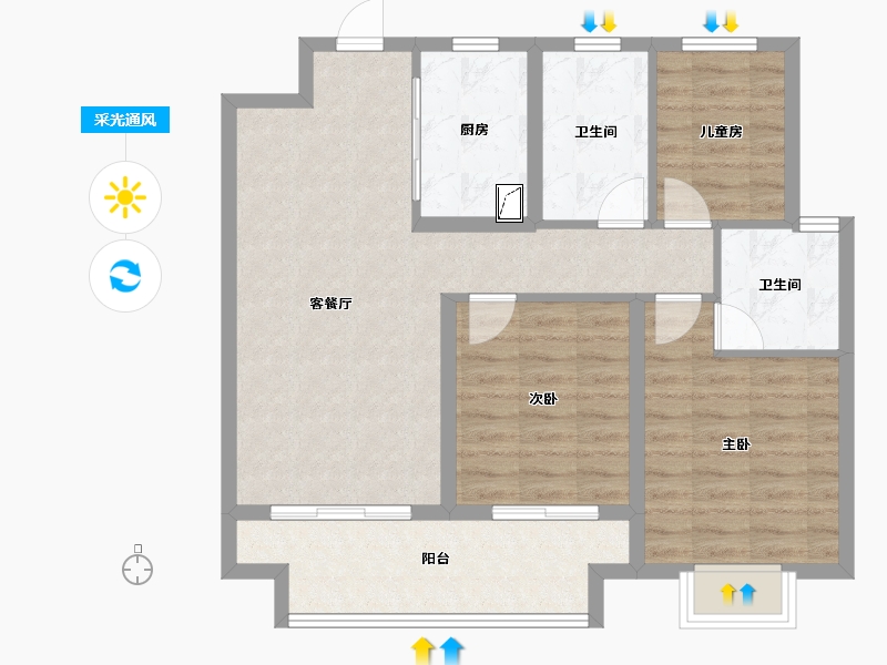 江西省-上饶市-金科奥园·铂悦都会-83.00-户型库-采光通风