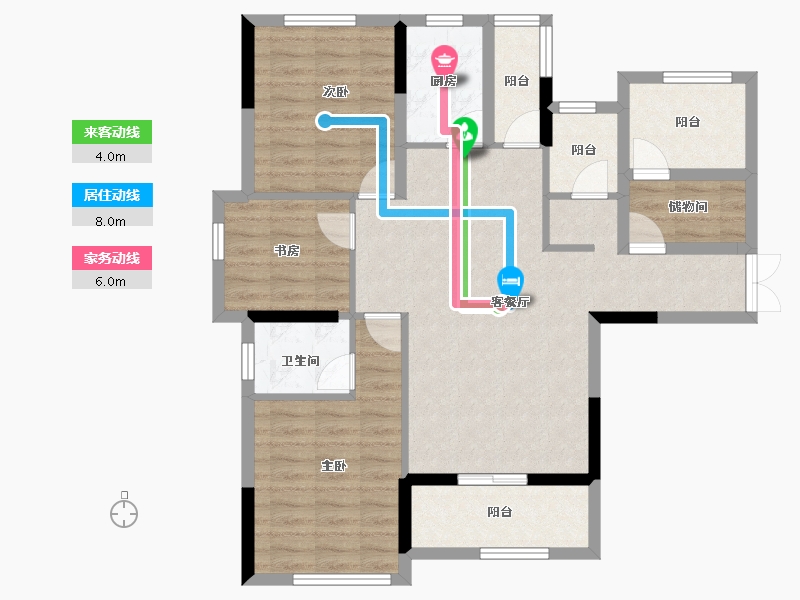 湖北省-咸宁市-鹏成新都汇-93.32-户型库-动静线