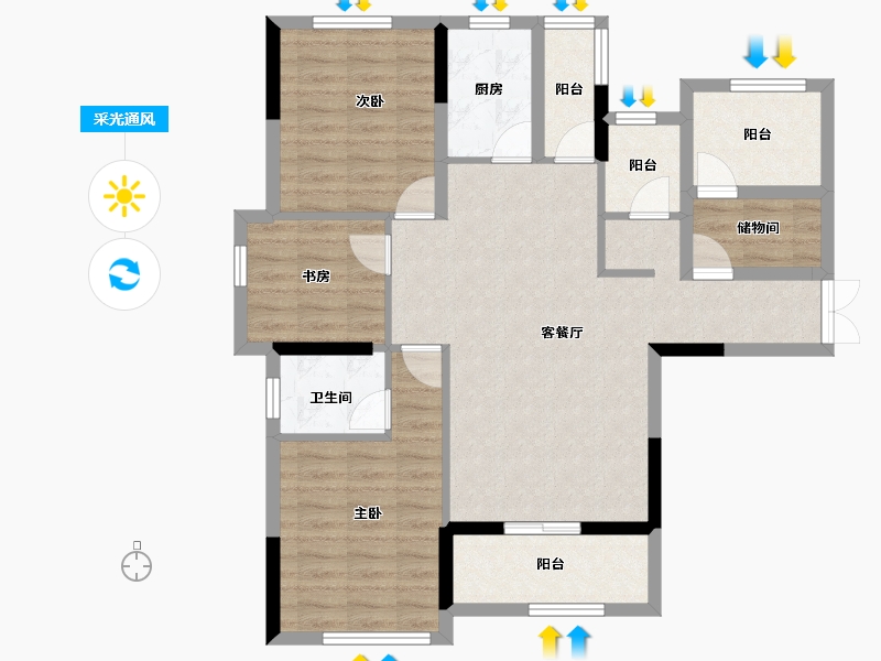 湖北省-咸宁市-鹏成新都汇-93.32-户型库-采光通风