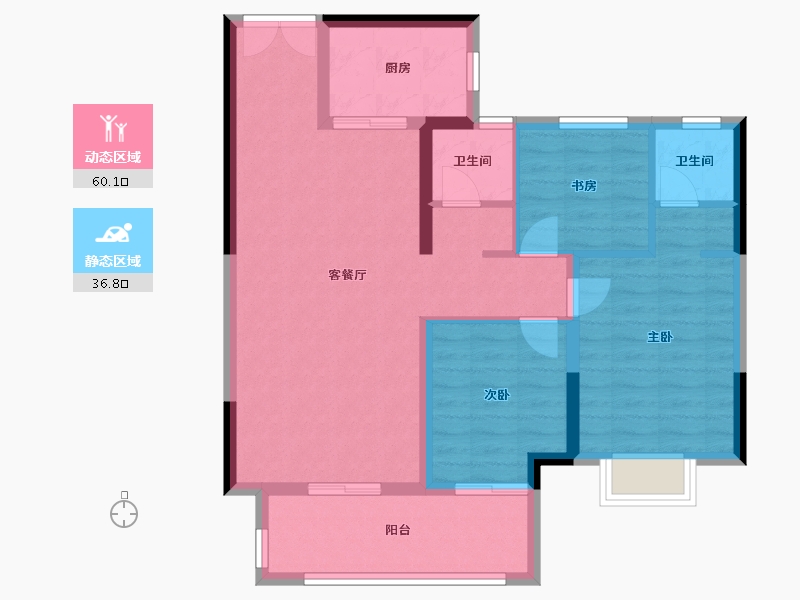 湖北省-荆州市-松滋博森翰林城-87.01-户型库-动静分区