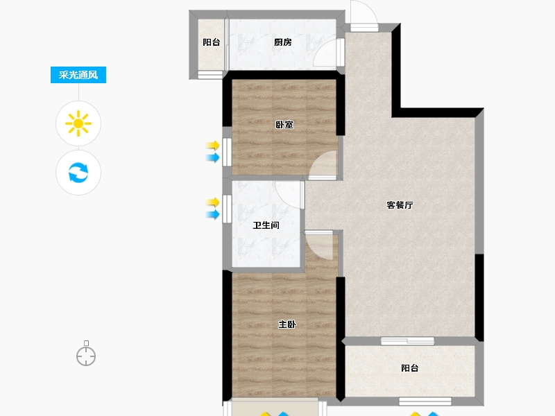 湖北省-咸宁市-鹏成新都汇-64.05-户型库-采光通风