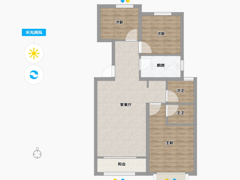 河北省-秦皇岛市-那畔雲起墅-75.89-户型库-采光通风