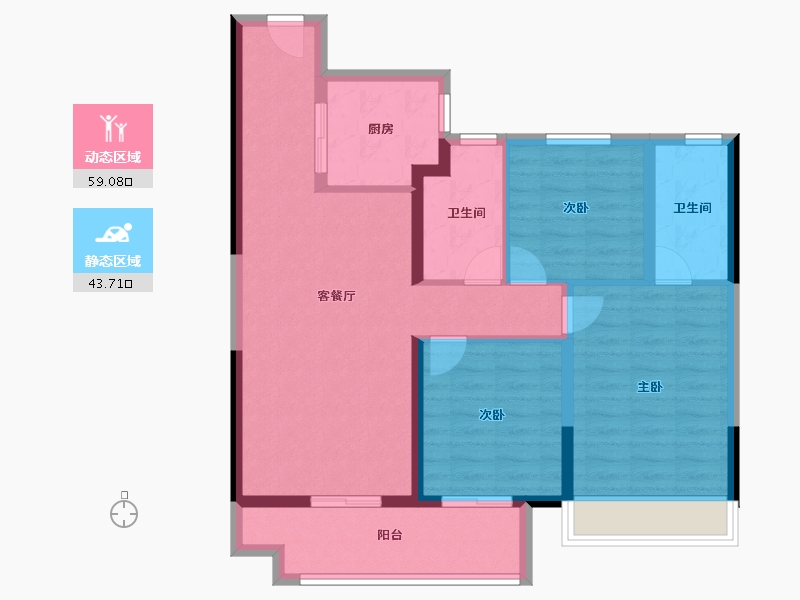 江苏省-宿迁市-钟吾·正荣府-91.99-户型库-动静分区