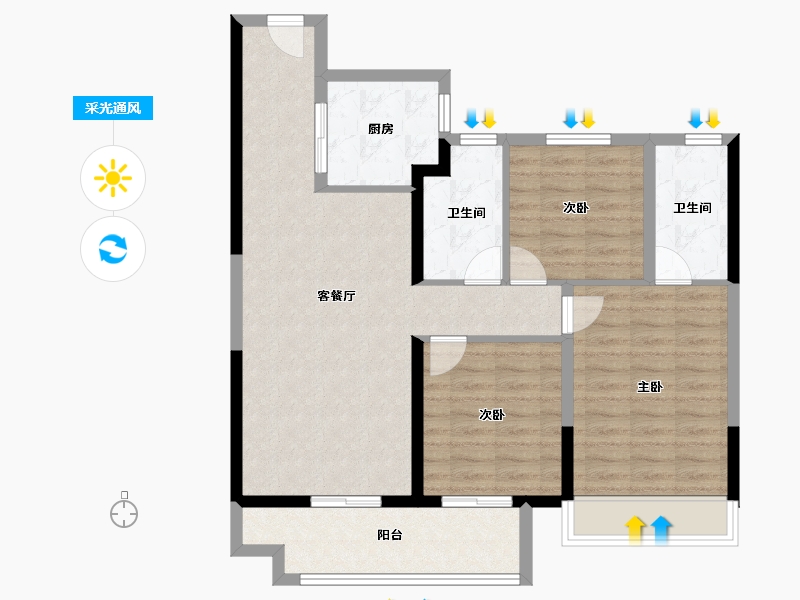 江苏省-宿迁市-钟吾·正荣府-91.99-户型库-采光通风