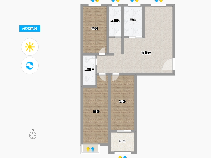 山东省-济宁市-水韵城-94.83-户型库-采光通风