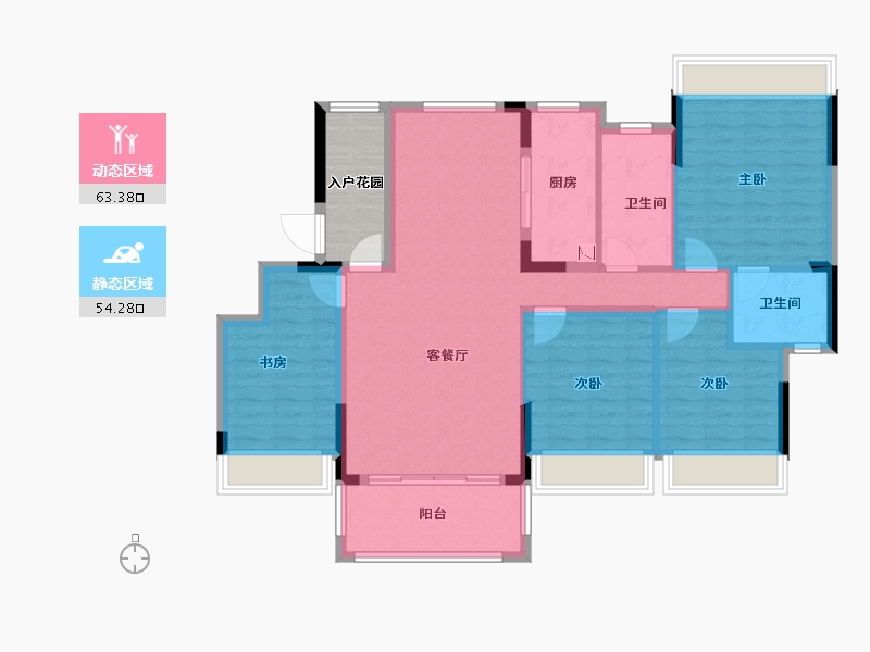 贵州省-黔南布依族苗族自治州-三英·翡翠湾-111.55-户型库-动静分区