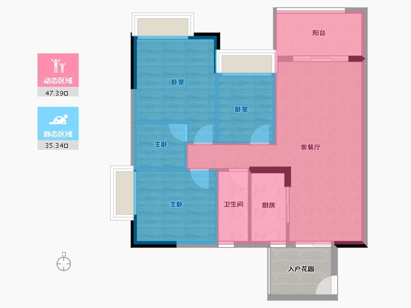 广东省-江门市-蓬江玉圭园-80.17-户型库-动静分区