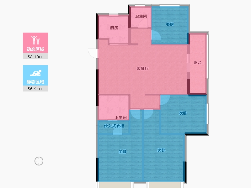 浙江省-嘉兴市-绿城华景川蘭园-104.43-户型库-动静分区