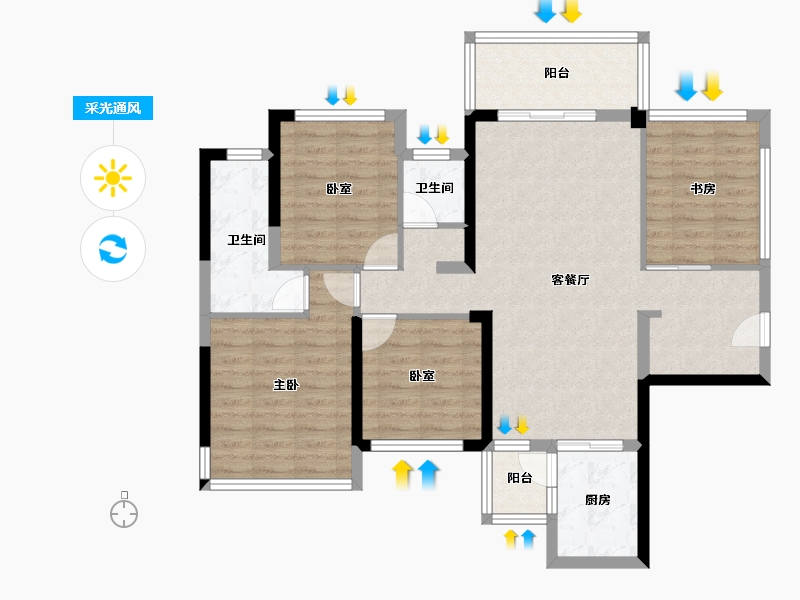 广西壮族自治区-贵港市-华盈壹品江山-97.42-户型库-采光通风