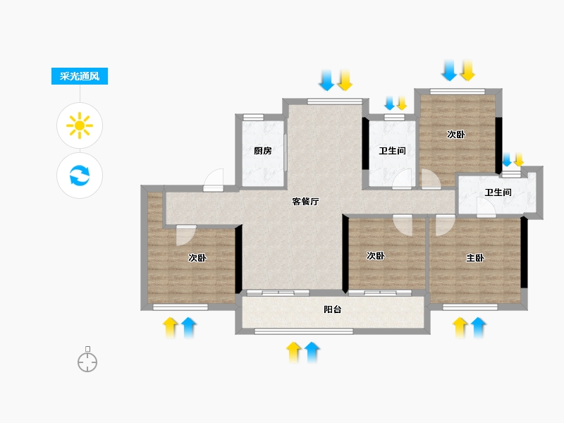 福建省-莆田市-皇庭美域丹郡-104.16-户型库-采光通风