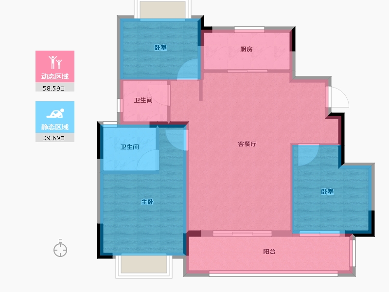 福建省-莆田市-三盛中梁璞悦风华-88.80-户型库-动静分区