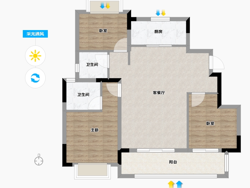 福建省-莆田市-三盛中梁璞悦风华-88.80-户型库-采光通风