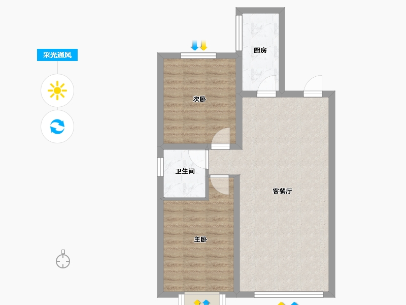 辽宁省-锦州市-东一锦绣蓝湾-64.51-户型库-采光通风