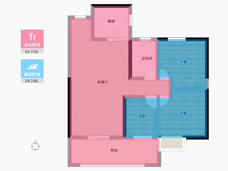 湖北省-荆门市-众和月湖壹品-74.39-户型库-动静分区