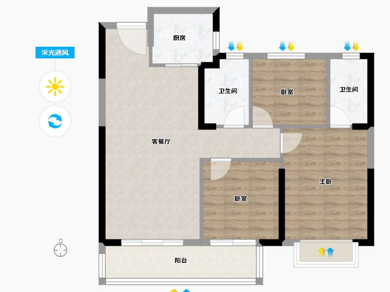 福建省-莆田市-保利城天宸-82.09-户型库-采光通风