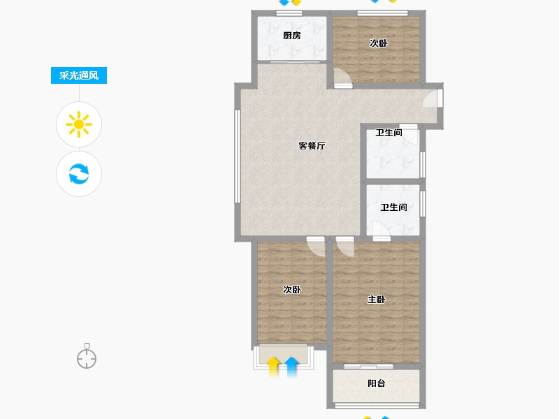 山东省-菏泽市-鑫源麗水城-105.15-户型库-采光通风