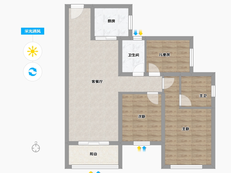 福建省-福州市-中海凤凰熙岸-71.20-户型库-采光通风