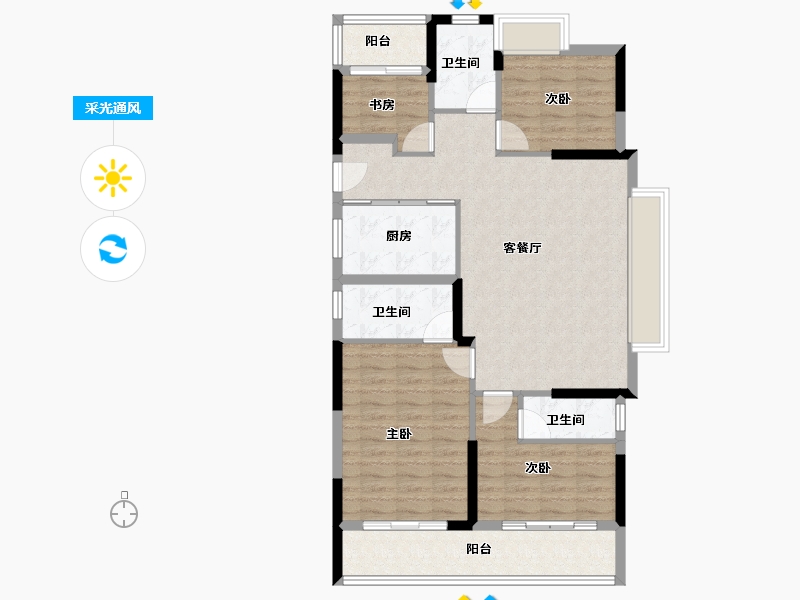 福建省-莆田市-铜锣湾万达广场-98.86-户型库-采光通风