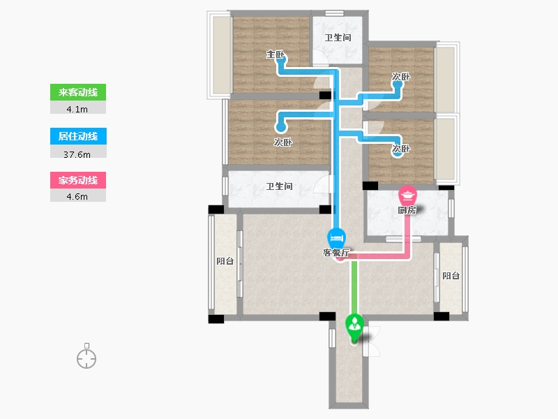 湖南省-邵阳市-北城佳苑-140.76-户型库-动静线