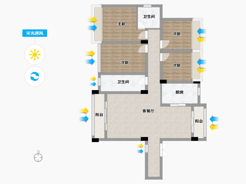 湖南省-邵阳市-北城佳苑-140.76-户型库-采光通风