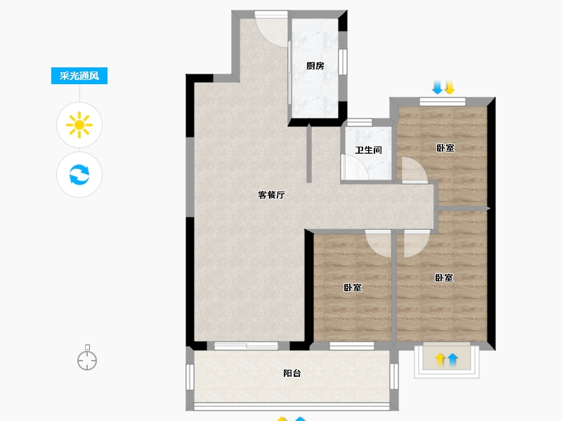 湖北省-荆州市-当代显扬府ΜΟΜΛ-77.18-户型库-采光通风