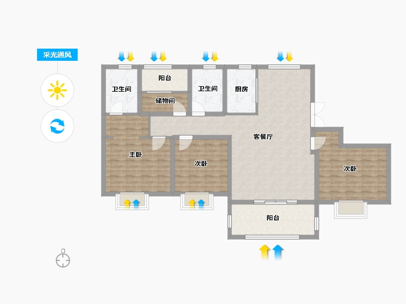 浙江省-舟山市-舟山海港城-114.40-户型库-采光通风