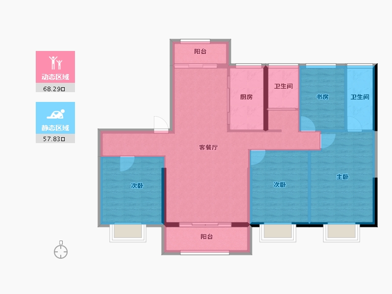 山东省-济宁市-曲阜碧桂园翡翠华府-114.41-户型库-动静分区