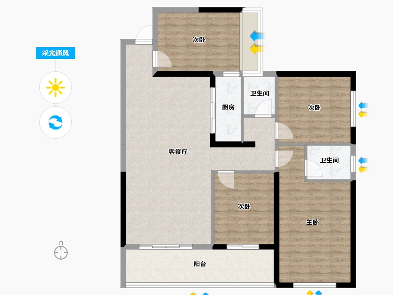 广西壮族自治区-玉林市-世客城九龙上园-110.05-户型库-采光通风