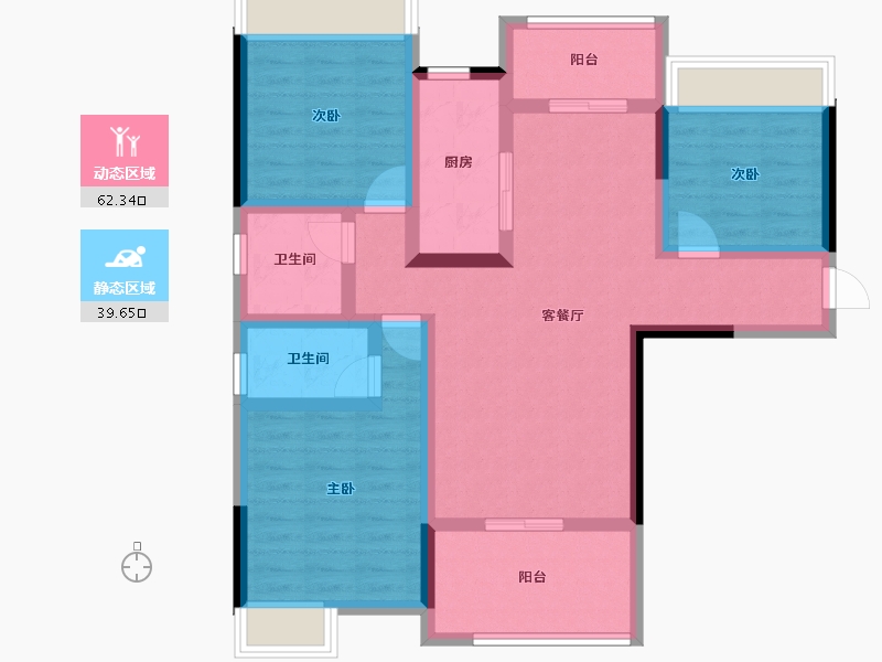 湖北省-荆门市-洋丰·长宁锦园-89.23-户型库-动静分区