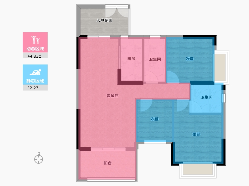 广东省-江门市-蓬江玉圭园-75.26-户型库-动静分区