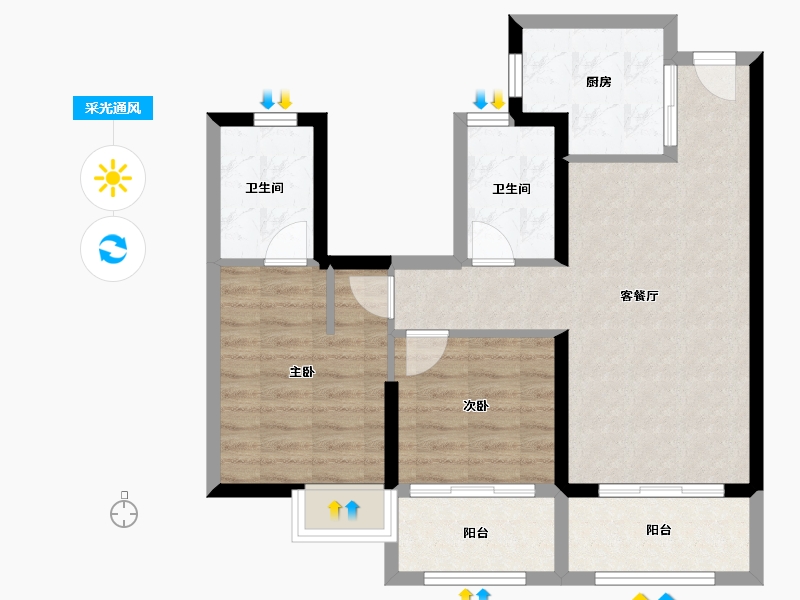 福建省-漳州市-经发万和湖畔首府-70.41-户型库-采光通风