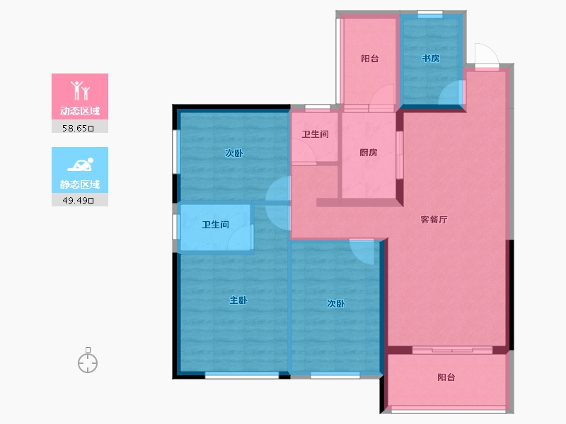 广西壮族自治区-玉林市-世客城九龙上园-96.87-户型库-动静分区