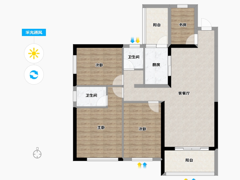 广西壮族自治区-玉林市-世客城九龙上园-96.87-户型库-采光通风