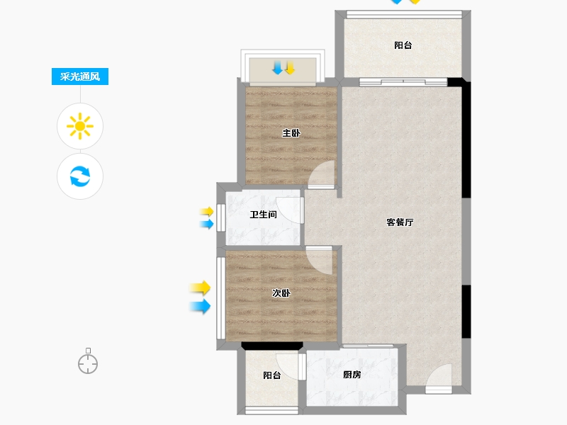 广东省-湛江市-智领汇锦轩-66.60-户型库-采光通风